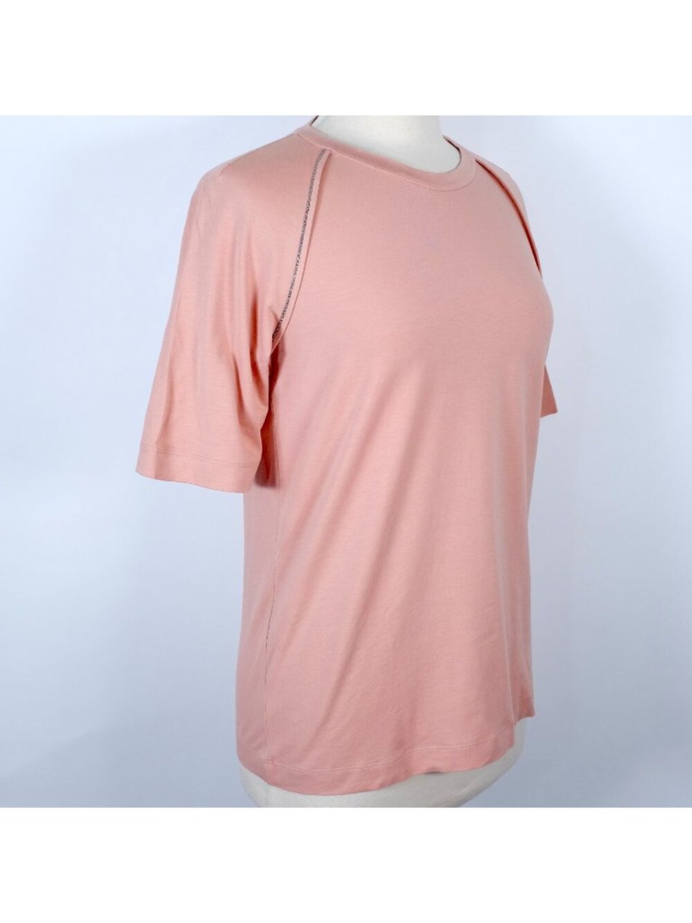 Brunello Cucinelli sz XXL Pink T-Shirt Top Blouse Monili trim short sleeves